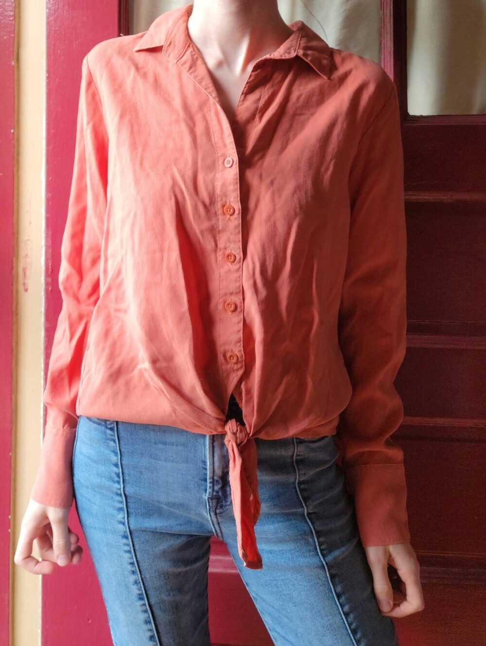 Cloth & Stone Button Down Tie Front Top (XS)